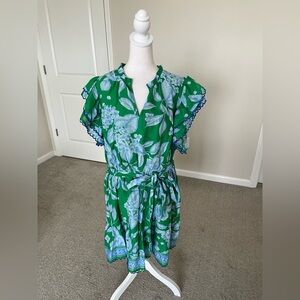 NWOT Sugarlips Green and Blue Floral Mini Dress Size 2X